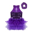 thumbnail image 4 of Raenseen Girls Sequins Ballet Leotard Dance Costume Jazz/Latin Modern Performance Dance Dress with Purple 5, 4 of 6