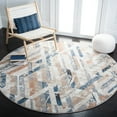 thumbnail image 2 of SAFAVIEH Coppertone Amara Geometric Area Rug, Ivory/Navy, 6'7" x 6'7" Round, 2 of 9