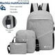 thumbnail image 2 of Mochila Antirrobo de 3 piezas, Bluelander con Puerto USB y Puerto para Audífonos, Gris, 2 of 6