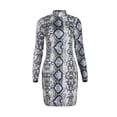 thumbnail image 4 of Mini vestido ajustado de manga larga con estampado de cuello alto y cuello alto a la moda para mujer Fridja  NMB658, 4 of 5
