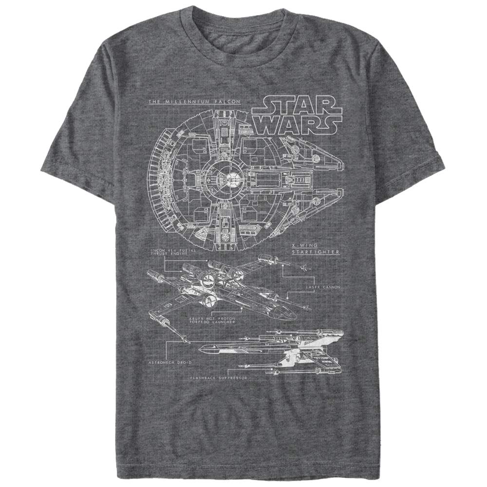 Star Wars Men's Scheme T-Shirt, Charcoal Heather, X-Large