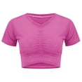 thumbnail image 6 of Yubnlvae Women's Crop Top - Drawstring Waist Pleated Round Neck T-Shirt | Umbilical Top with And Pleated Round Neck T Shirt for Women (Hot Pink | XXL), 6 of 9