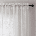 thumbnail image 4 of FDTBYHVYT Sheer Curtains 84 inch Length 2 Panels Set   Voile Crushed Cream Vine Leaves Embroidery  Rod Pocket Embroidered Window Drapes for Living Room and Bedroom  54&#34; x 84&#34;, 4 of 7