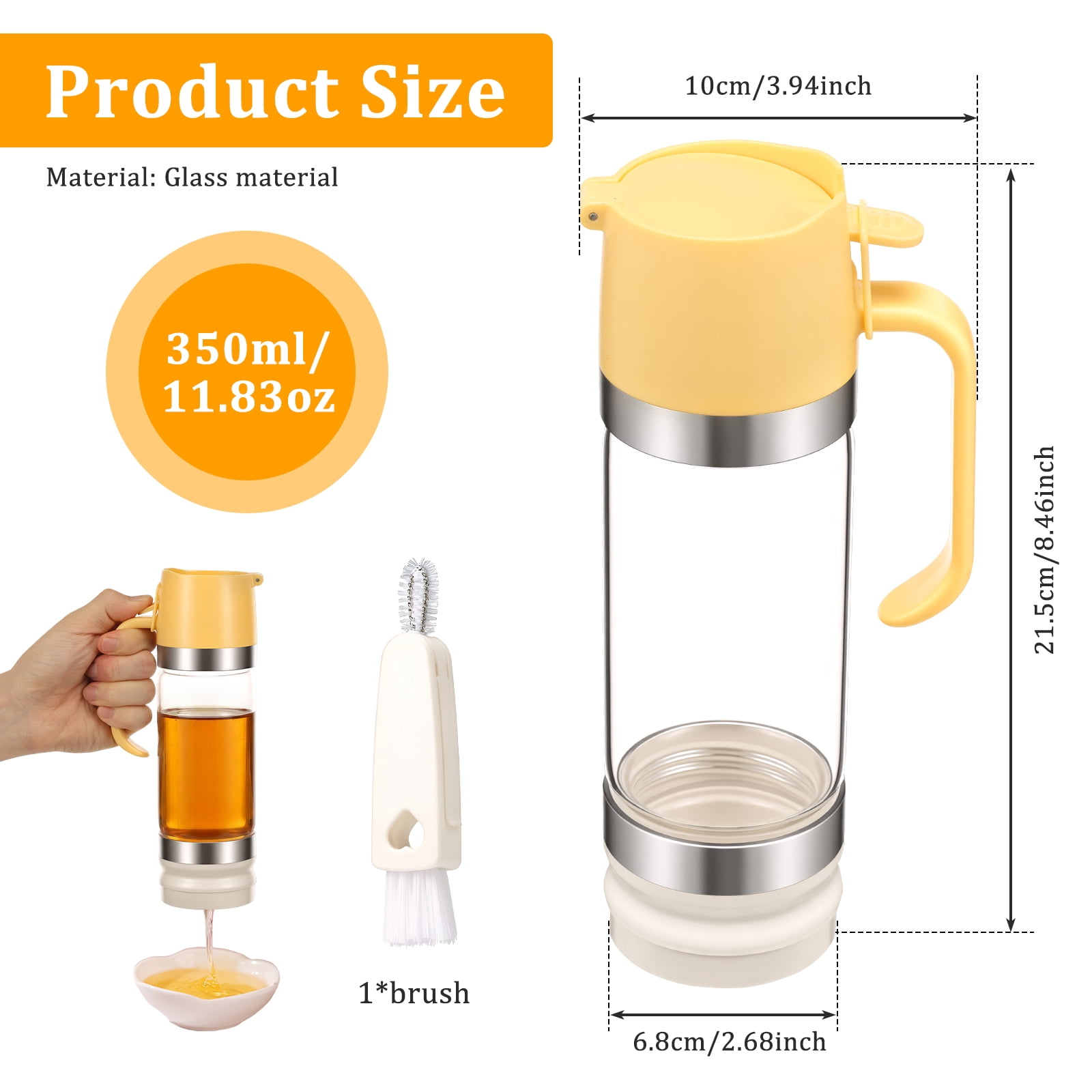 Xdziklosj 12oz No Drip Honey Dispenser with Handle Glass Honey Jar Syrup Dispenser for Coffee or Tea Honey Dispensers
