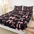 thumbnail image 3 of jejeloiu Cartoon Bow Knot Twin Sheet Sets,Pink Black Bowknot Bedding For Girl 3pcs, 3 of 7