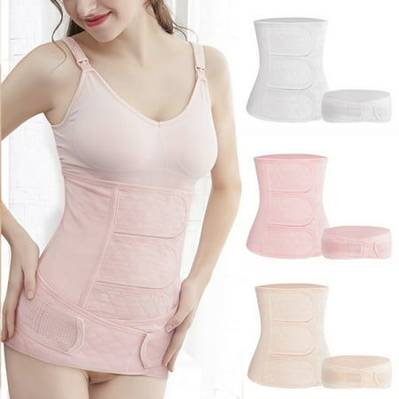 

3 in 1 Postpartum Support Breathable Elastic Adjustable Postpartum Postnatal Recovery Support Girdle Belly Recover Belly Waist Pelvis Belt Pregnancy Belly Wrap Women Abdominal Binder(Size:L)