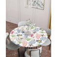 thumbnail image 2 of Ocean Round Fitted Table Cover for Dining Tables,Elastic Edged Sea Turtle Tablecloth Coastal Starfish Coral Shell Conch Waterproof Tables Cover Cloths for Cafe/Kitchen Dinner 45-52in, 2 of 6