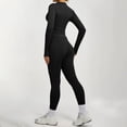 thumbnail image 6 of Women's Zipper Jacket and Leggings Set, High Waist Workout Outfit with Tummy Control, Butt Lifting Yoga Pants and Long Sleeve Top for Running, Gym, Yoga and Casual Sportswear Black, 6 of 7