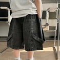 thumbnail image 6 of Boys Jean Shorts,Fashion Loose Elastic Waist Cargo Jean Shorts Boys Fashion Kids 4-5 Years Boy Clothes, 6 of 8