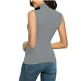 thumbnail image 5 of Gkeoshab Tank Tops for Women Slim Fit Mock Neck Tank Top Solid Sleeveless Stretch Blouse Perfect as a Layering Piece or Standalone Top Grey S, 5 of 5