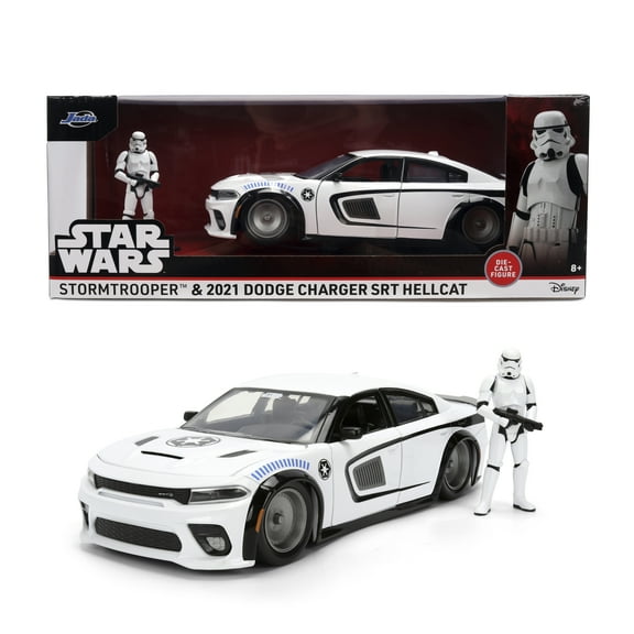 Star Wars Stormtrooper with 2021 Dodge Charger SRT Hellcat Die-Cast Vehicle 1:24 Scale – Opening Parts by Jada Toys