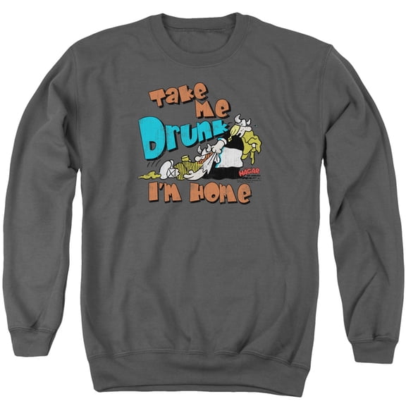 Hagar The Horrible Take Me Home Adult Crewneck Sweatshirt Charcoal