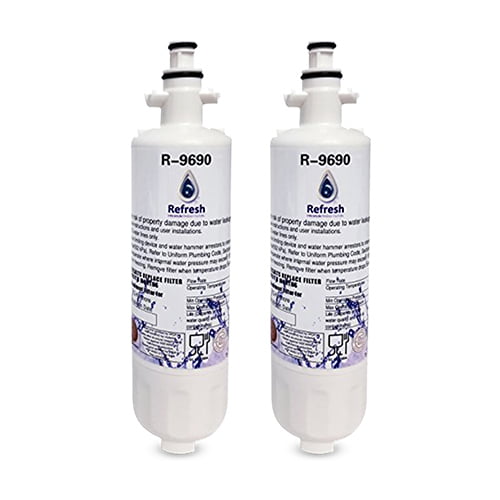 2 Pack Refresh Replacement Water Filter Fits LG RWF1052 Refrigerators 