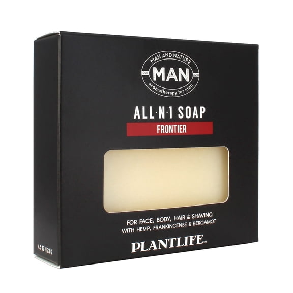 Plantlife Man and Nature All-N-1 Bar Soap - Moisturizing and Soothing Soap for Your Skin - Hand Crafted Using Plant-Based Ingredients - Made in California 4oz Bar