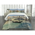 thumbnail image 3 of Ambesonne Venice Quilted Bedspread Set 3 Pcs, Sunny Day in City Travel, Queen Size, Multicolor, 3 of 5