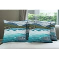 thumbnail image 6 of Ambesonne Landscape Throw Pillow Cover 4 Pack, River Cloudy Mountain, 24", White Green Grey, 6 of 7