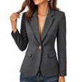thumbnail image 2 of IUYRTFE Women's Slim Fit Single Button Blazer Long Sleeve Notched Lapel Casual Workwear Jacket, 2 of 6