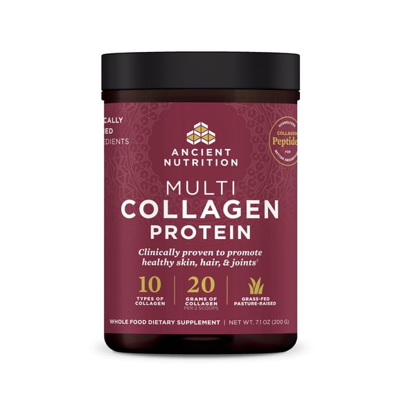 Ancient Nutrition Hydrolyzed Collagen Peptides Powder, Unflavored Multi Collagen Protein, Skin, Nail & Gut Health Support, 20 Servings