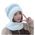 thumbnail image 3 of Clearance! Women's Scarves Knitting Thickening Hooded Scarf Winter Warm Christmas Gifts for Women Neck Warm Woolen Hooded Scarf Hat+Scarf, 3 of 3