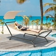 thumbnail image 3 of Costway Patio Hanging Chaise Lounge Chair with Canopy, Cushion, Pillow & Storage Bag Beige, 3 of 10