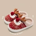 thumbnail image 5 of Fuzzy Slippers For Women Christmas Deer Closed Toe Flat Bottom Warm Slippers Warm Cozy Winter House Slippers Bedroom Indoor House Shoes, 5 of 5