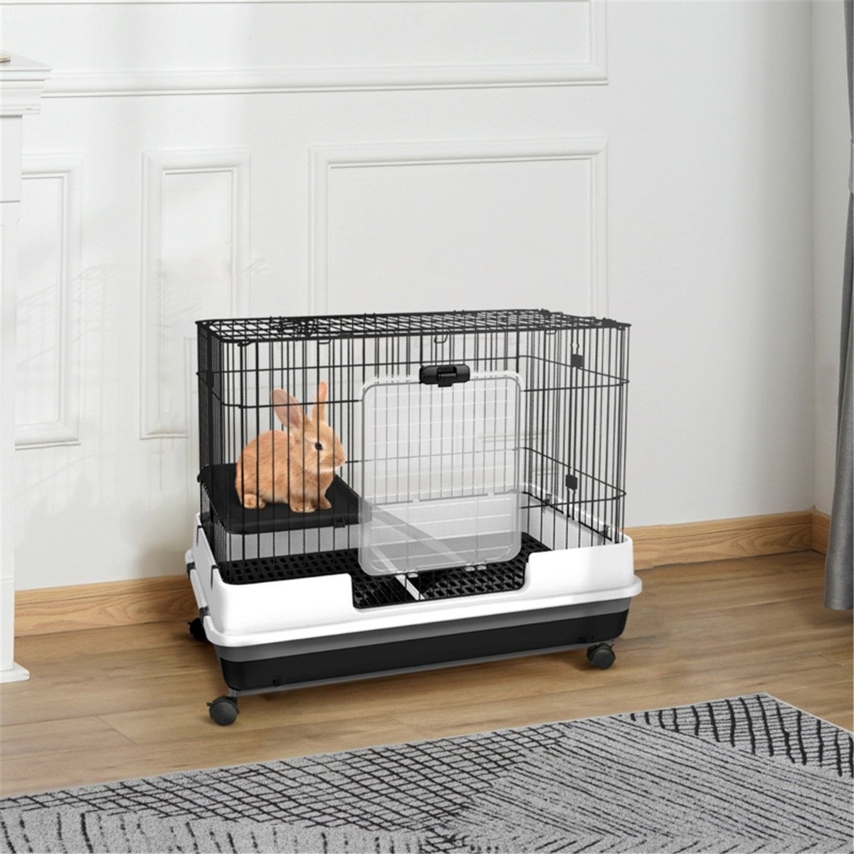 Small Animal Cage for Rabbits Ferrets Chinchillas with Wheels and Ramps
