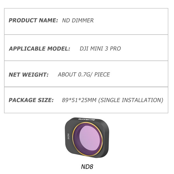 Para DJI Mini 3Pro Lente de cámara de vidrio óptico impermeable Filtros ND (ND8) Likrtyny Para estrenar