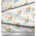 thumbnail image 3 of Soimoi White Viscose Chiffon Fabric Marigold Floral Print Fabric by the Yard 42 Inch Wide, 3 of 3