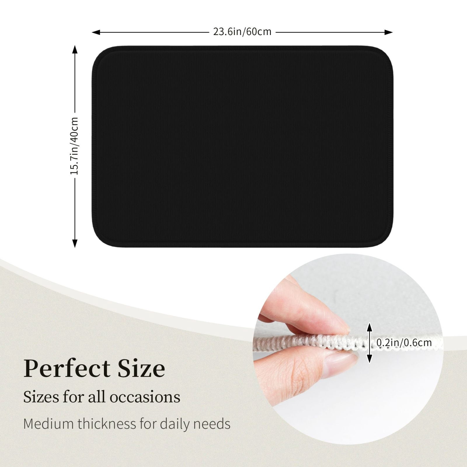 Vsdgher Black Hem Mat 40x60 - Multipurpose Doormat for Indoor & Outdoor Use - Welcome Your Guests with our Entrance Mat