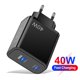 thumbnail image 5 of USB C Cargador rápido Bloque 2 puertos Cargador de teléfono móvil Viaje para iPhone 14 13 12, 5 of 9