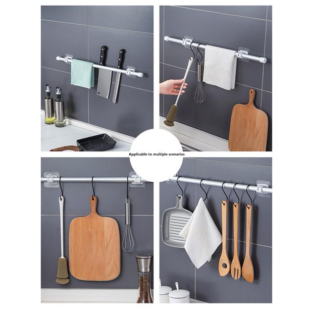 2 uds ganchos de abrazadera para barra de cortina gancho de pared impermeable sin perforaciones para muebles (A) Sywqhk Libre de BPA