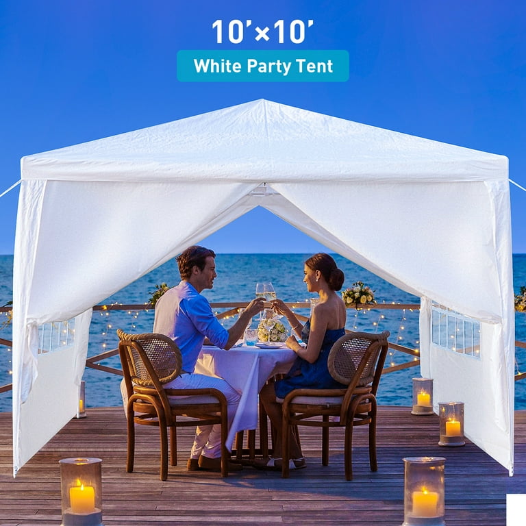 ANTSKU 10'x10' Waterproof Outdoor Party Tent, White Canopy with