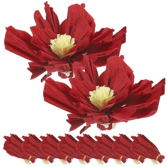 FELTECHELECTR Realistic Artificial Flowers Red Paper 10Pcs Atmosphere Creation