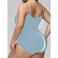 thumbnail image 2 of Bodysuit bodysuit solid colour plus size in polyamide and elastane high support knit fabric without padding women's cardigan elegant bodysuit BLUE 3XL, 2 of 7