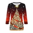 thumbnail image 4 of KIHOUT Womens Tops Long Sleeve Juniors Fashion Christmas Printing Loose T-shirt 3/4 Sleeves Blouse Round Neck Casual Tops, 4 of 5