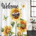 thumbnail image 2 of Spring Sunflower Butterfly Bathroom Shower Curtains with 12 Hooks Polyester Waterproof Shower Curtain for Stalls and Bathtubs Leaves Sunglasses Farm Decorative Bathroom Privacy Curtain 48x72 Inches, 2 of 9