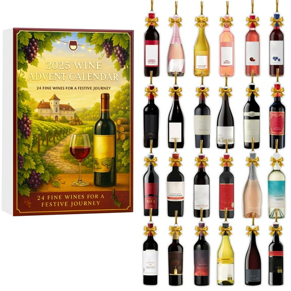 2025 Wine Advent Calendar 24 Bottles of Fine Wine Assortment for Holiday Season Gift Set and Festive Celebration,Christmas Party Gift