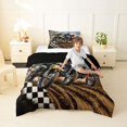 thumbnail image 4 of Manfei Cool Motorcycle Twin Comforter Sets，Grid Pattern Bedding Set，Brown,Black Reversible,2pcs,1 Comforter and 1 Pillowcase, 4 of 7