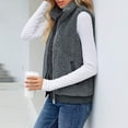 thumbnail image 4 of Uhndy Jackets for Women, Women Fashion Solid Zippers Pocket Color Jacket Plush Sleeveless Lapel Vest Loose Coat Winter Coats Christmas Gifts for Women, 4 of 6