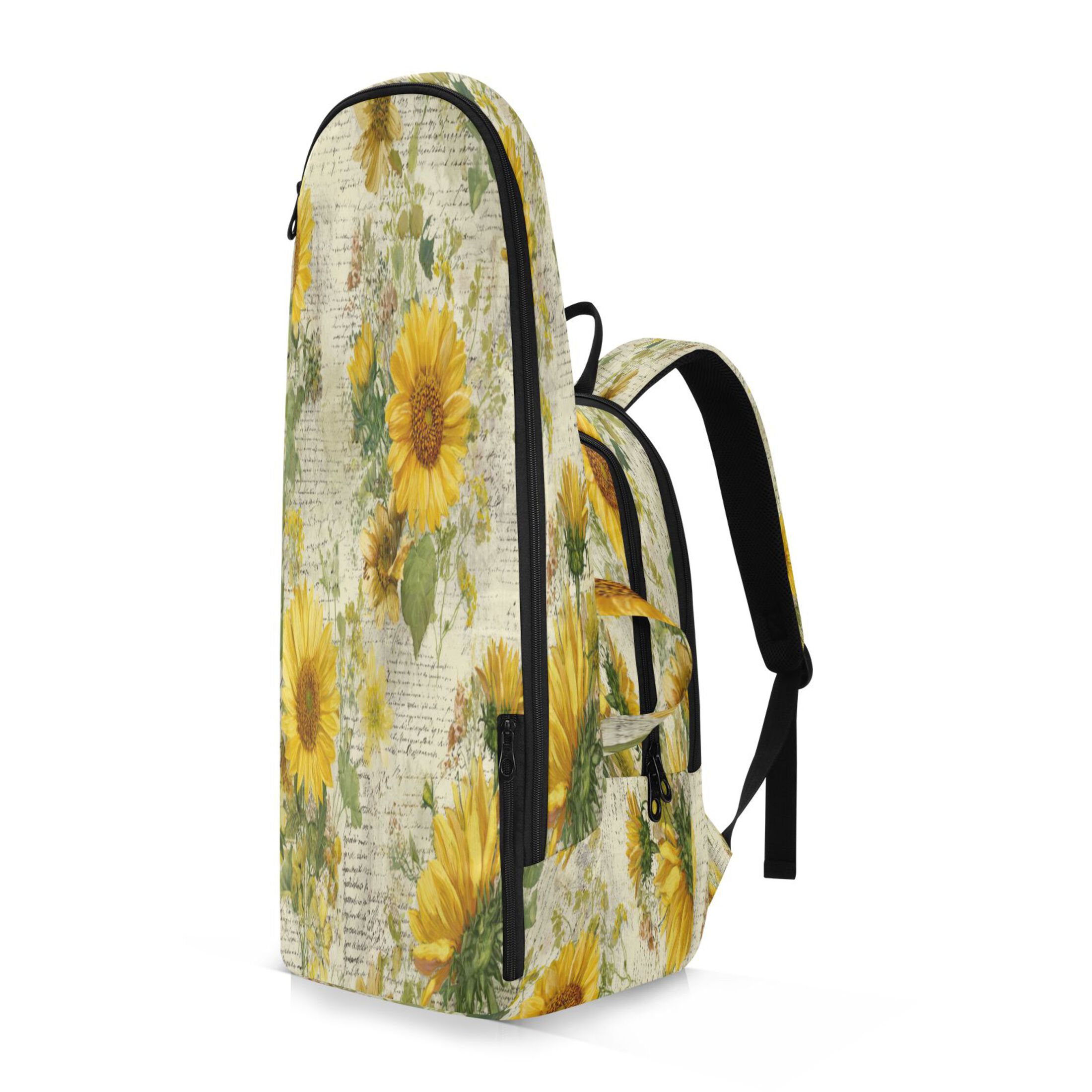 2 Racquet Holder Tennis Backpack Tennis Racket Covers Gym Bags Vintage Faded Sunflowers