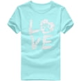thumbnail image 3 of Babysbule Women's Summer Tops Unisex T-shirt Love Printed Pattern Casual Fashion Soild Color Short Sleeve Tops, 3 of 7
