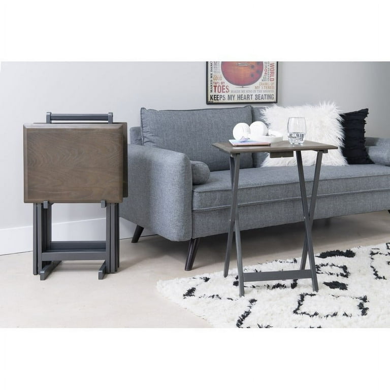 Linon Marlowe 5 Piece Indoor Folding Side Table Snack or TV Tray
