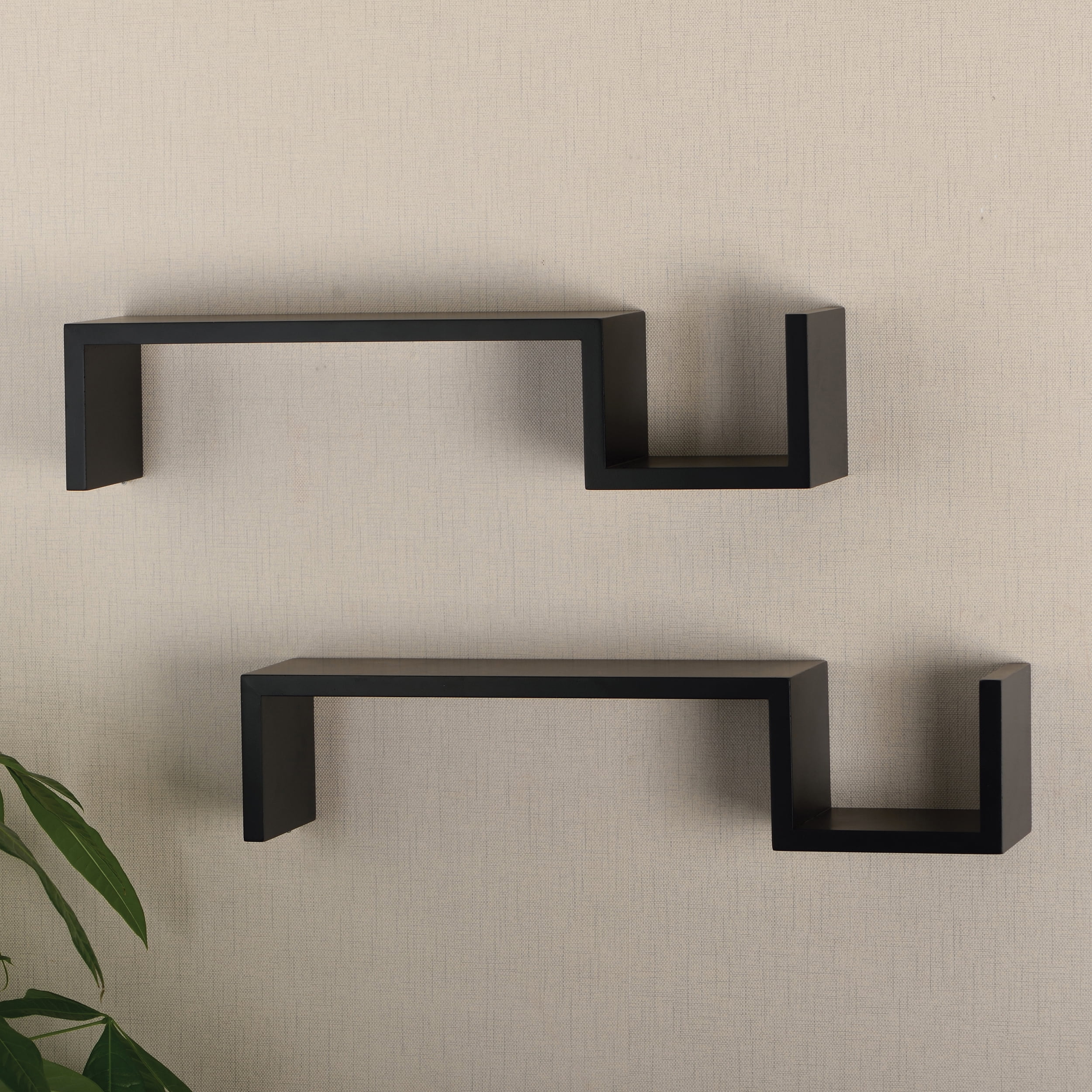 V-Light Black S-Shaped Wall Shelf