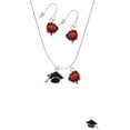 thumbnail image 2 of Delight Jewelry Silvertone 3-D Graduation Hat Red Lucky Ladybug Necklace and Dangle Earrings Set, 2 of 6