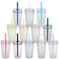 thumbnail image 3 of 5PCS 16 oz Clear Plastic Tumbler - Reusable Iced Coffee Cup with Lid and Straw, Suitable for family gatherings, movies, car trips and outdoor iced coffee cups Perfect for Daily Use and festival gifts, 3 of 9