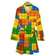 thumbnail image 4 of Brick Art Night Robe Long Sleeve V Neck Robe With Belt Women's Sleepwear Dresses, 4 of 9