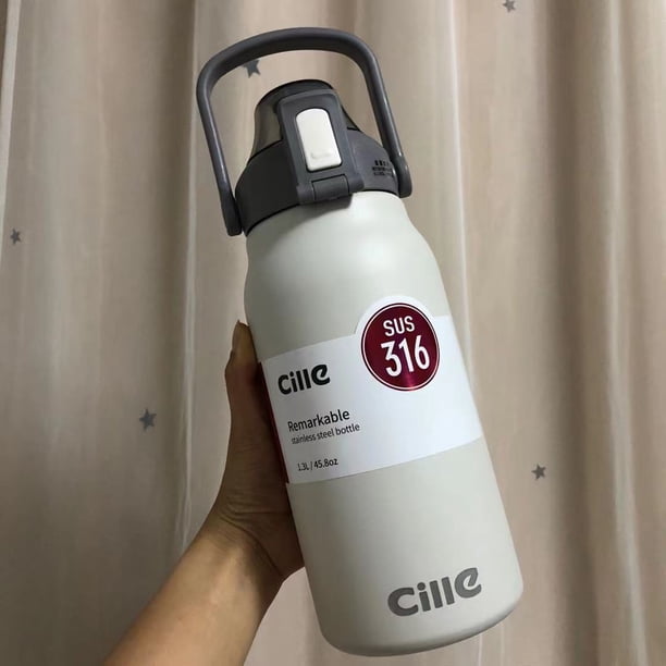 Termo de acero inoxidable 316 de gran capacidad para exteriores, taza de agua para fitness, color para viajes, con pajita