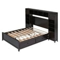 thumbnail image 5 of Harper & Bright Designs Full Size Platform Bed with All-in-One Cabinet and Storage Shelf, Wooden Full Bed Frame with 4 Drawers and Sockets, Espresso, 5 of 12