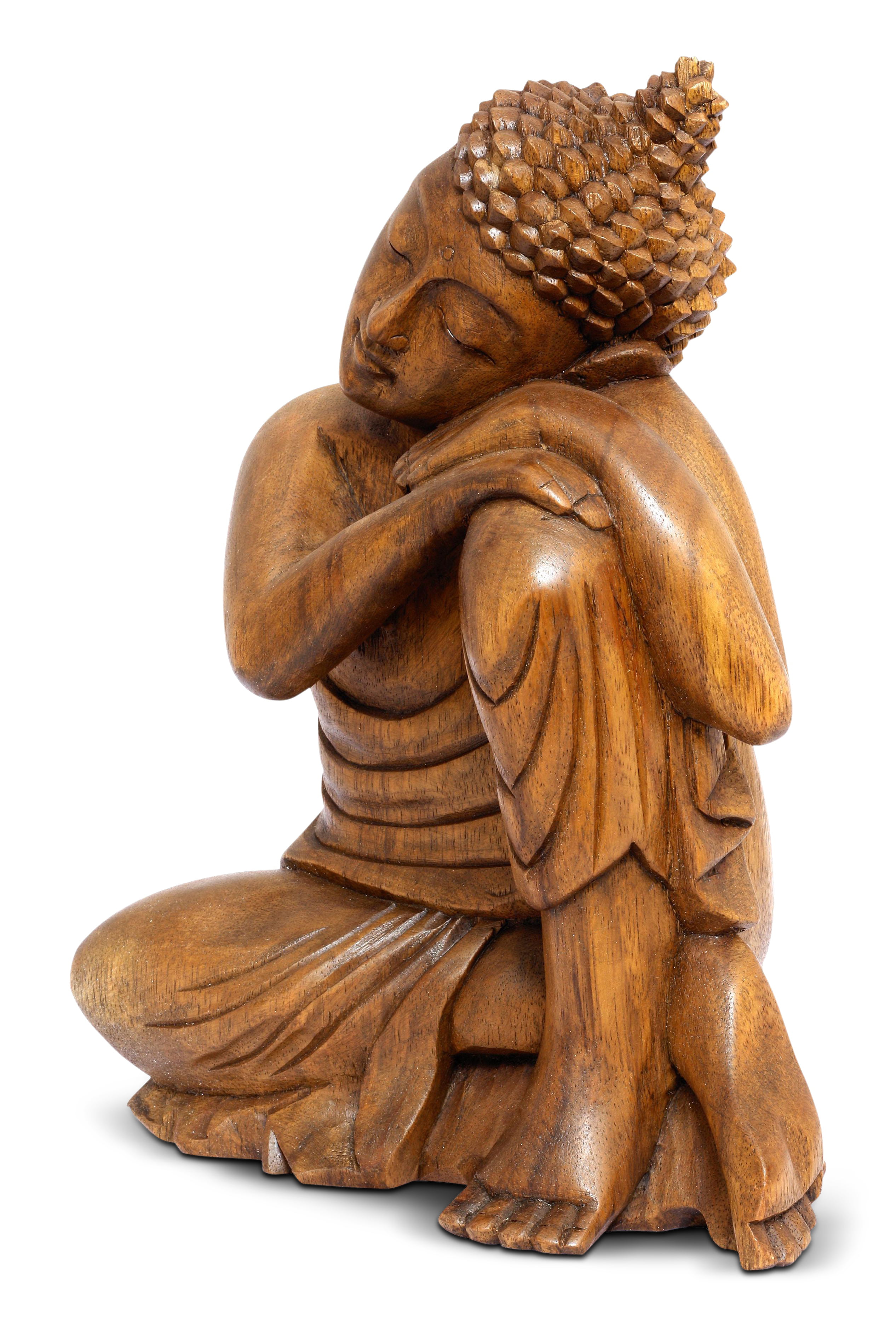 LEIPUPA Bronze 23cm Sleeping Buddha Statue Hand Carved Seat Resting Sleep Napping