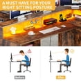 thumbnail image 6 of DWVO L Shaped Computer Desk with Power Outlet&LED Lights&File Drawer, 59 '' Corner Computer Table with Hutch& Storage Shelves, Gaming Desk Office Desk with Lift Top For Home Office, Rustic Brown, 6 of 14